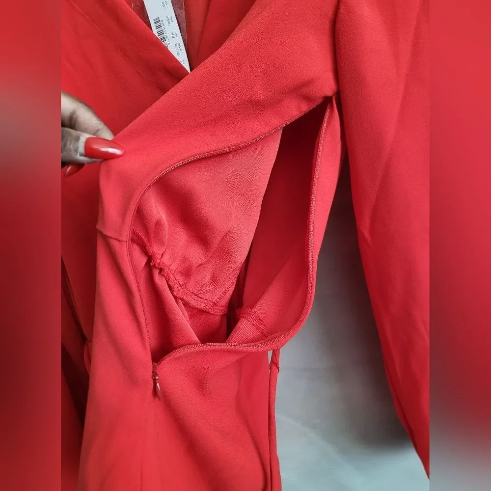 J.Crew Drapey Faux Wrap Top Red NWT Sz 10 Tall Tie Waist